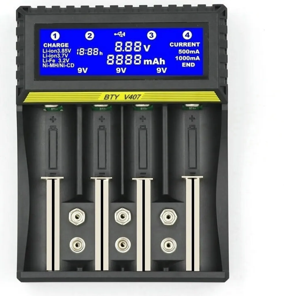 Chargeur Multifonctionnel avec Écran LCD pour Accus AA AAA et Pile 9V