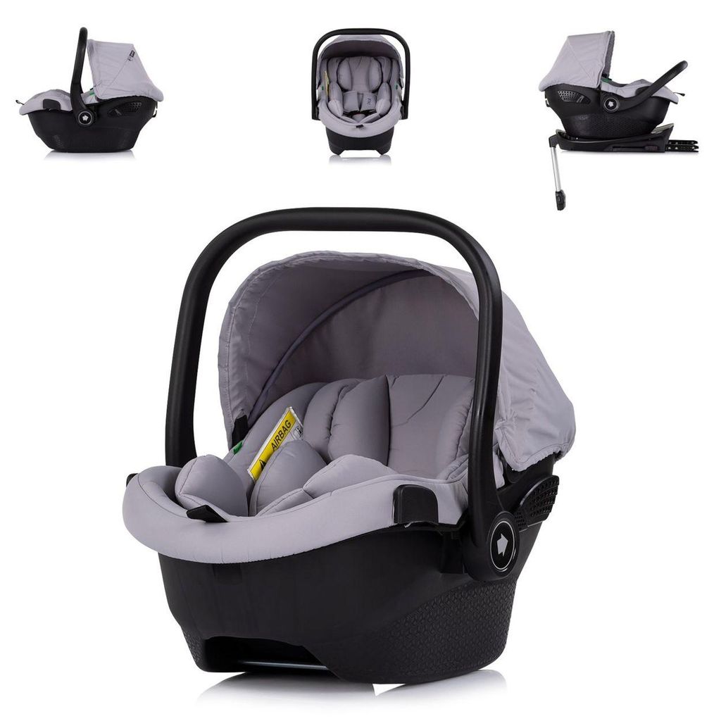 Chipolino Set Babyschale Pearl i-Size (40-85cm) Isofix-Basis-Station Adapter grau