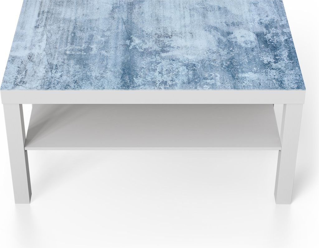 DEQORI Couchtisch 90x55 cm Weiß 'Ewige Betontextur' Glas Beistelltisch Glastisch modern