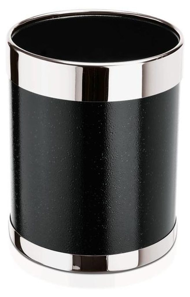 4x Papierkorb, Ø 22 cm, Höhe 28 cm, schwarz, pulverbeschichtet, Stahl