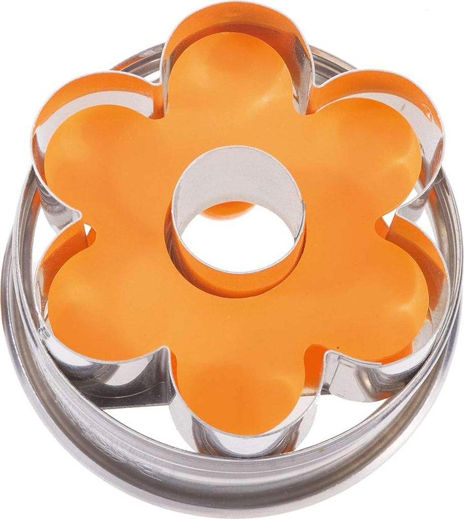 Birkmann 143098 Ausstechform Rosette mit Innenloch mit Auswerfer, Edelstahl, 5 cm