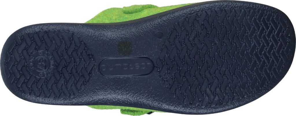 Fly Flot Damen Hausschuh Filz Pantoffel leicht mit Riemen und Schnalle 320302, Größe:42 EU, Farbe:Grün