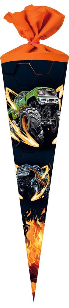 Nestler Schultüte Filzv. 70 cm rund Monstertruck on Fire Produktbild 