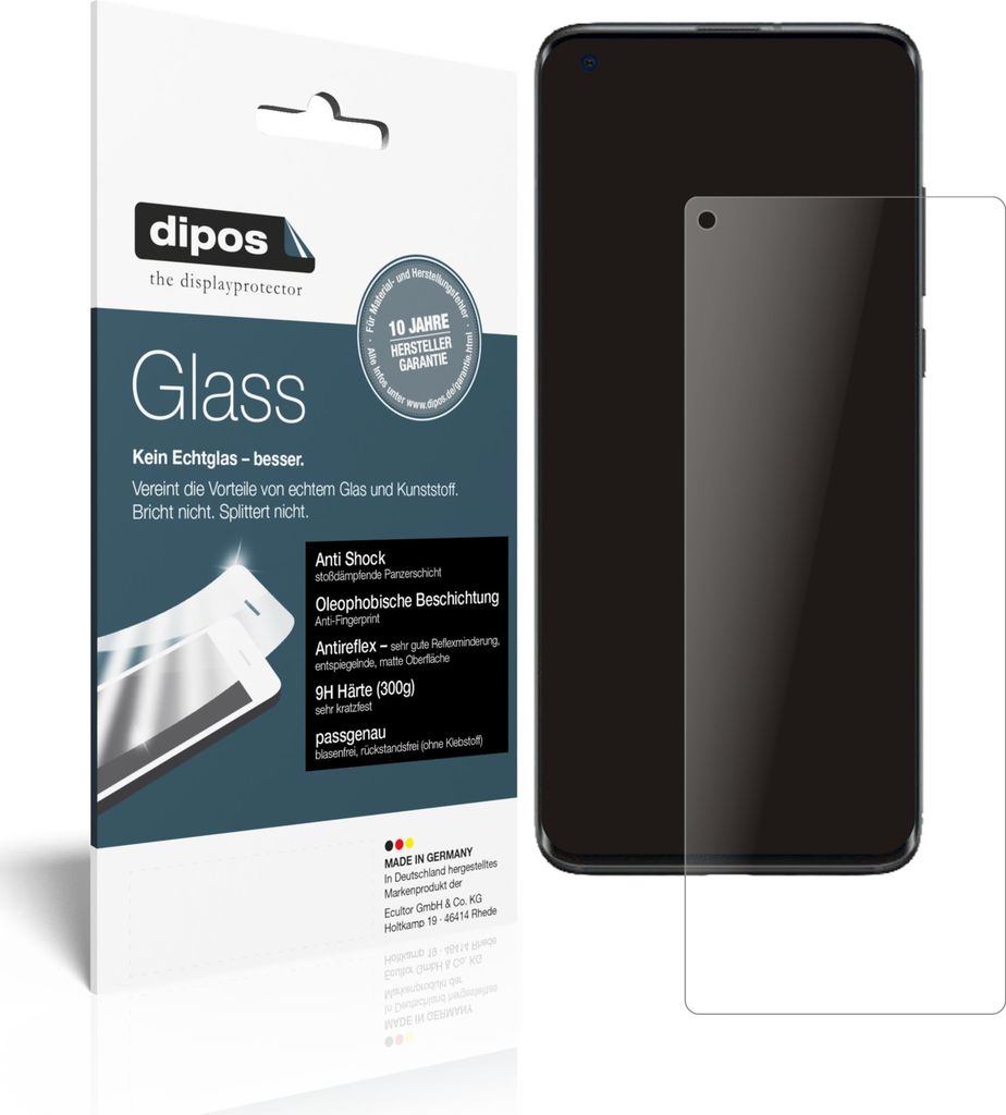 2x Schutzfolie für Xiaomi Mi 10S matt - Anti-Shock 9H Folie dipos Glass Kunststoffglas