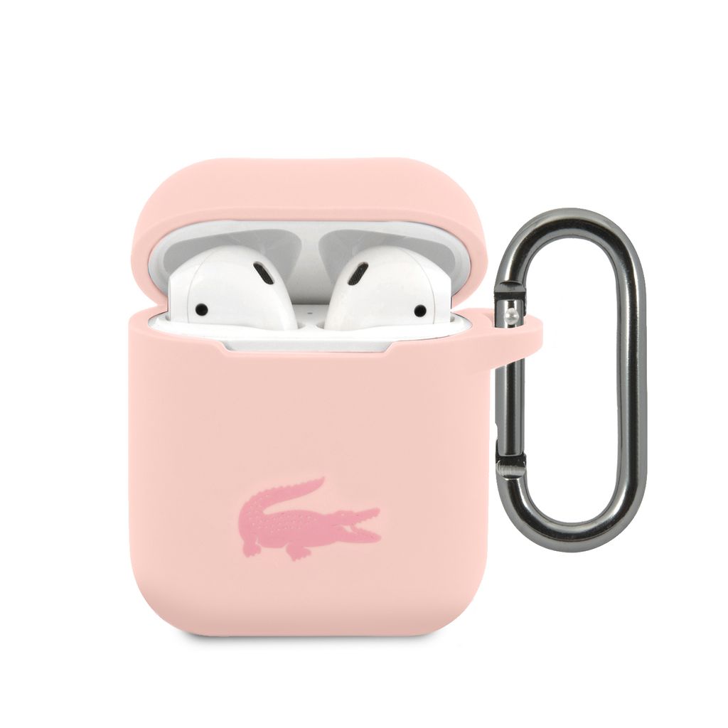 Lacoste Liquid Silicone Glossy Printing Logo Case fr AirPods 1/2 Pink