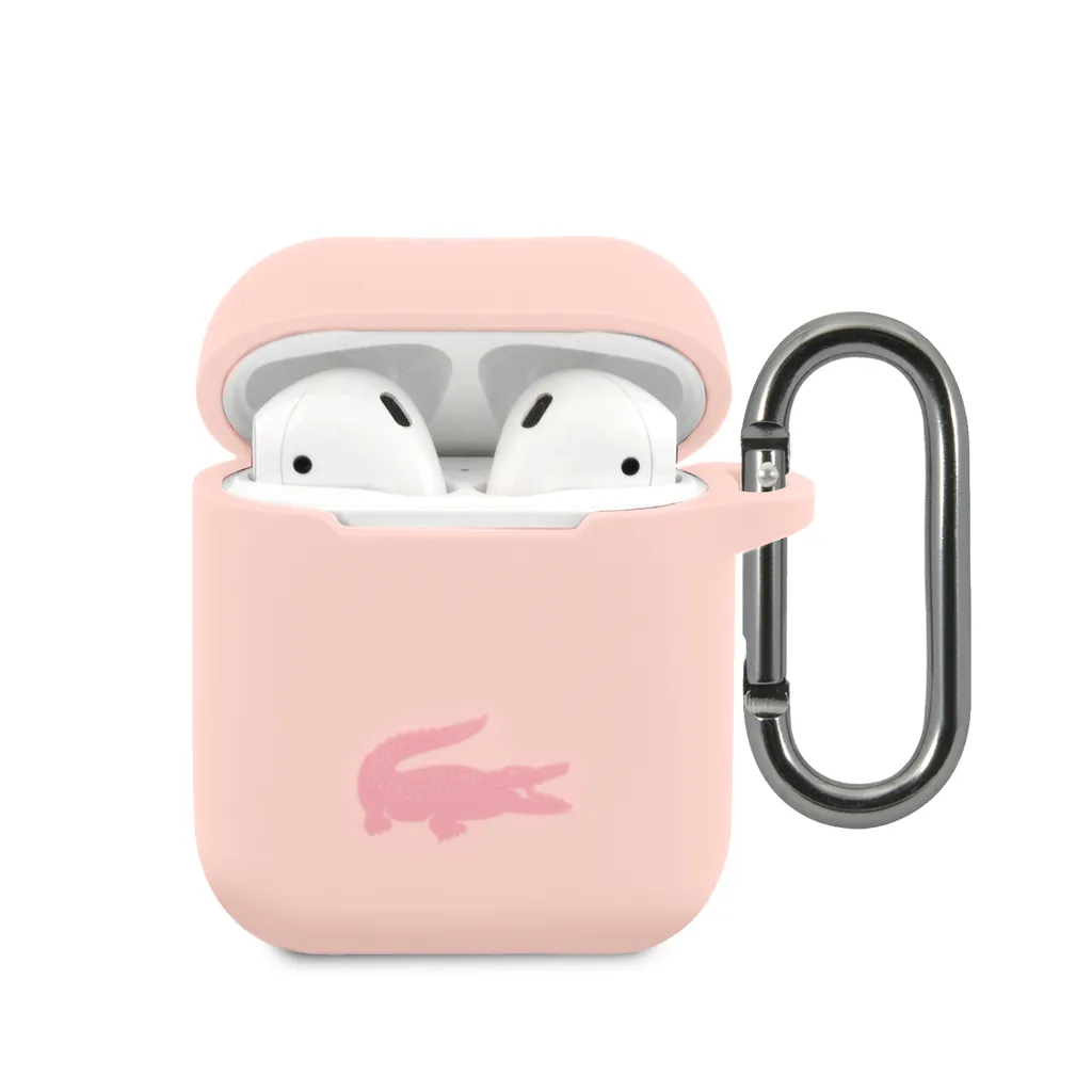 Offerta Custodia AirPods Lacoste Silicone Rosa Logo Lucido - Originale