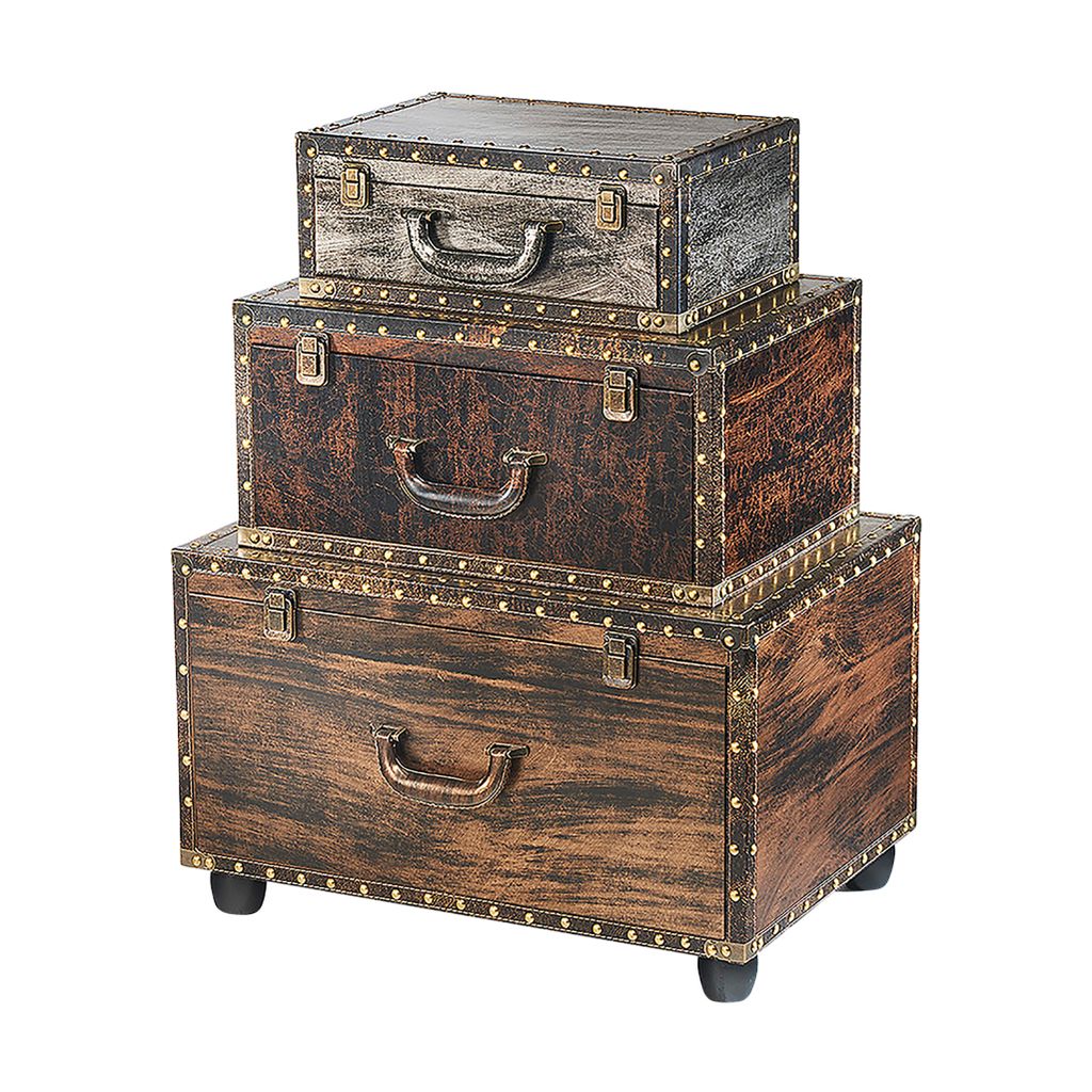 Kobolo Kommode Regal in Kofferoptik - VACAY - 3 Fächer - 55x40x66cm - Standregal Aufbewahrung Einrichtung Deko Bücherregal Shelf Kleinmöbel Schrank