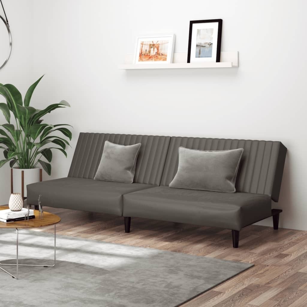 Design Schlafsofa 2-Sitzer Grau Kunstleder, Schlafsofas 2024 Neu
