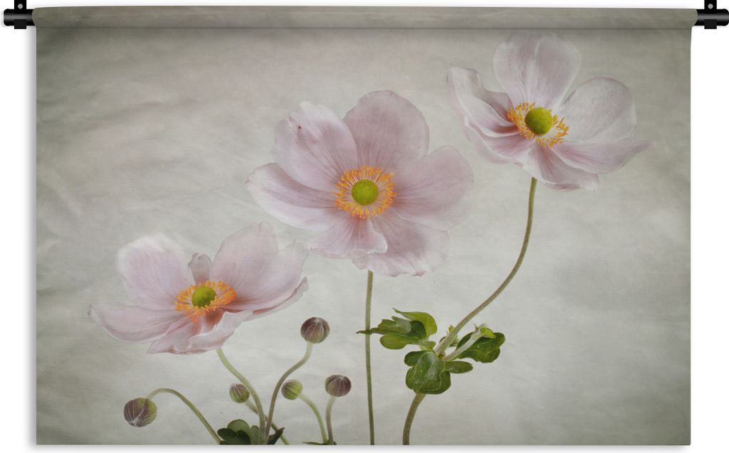 MuchoWow Wandteppich Wandbehang Blumen - Stillleben - Ölfarbe - Mohn - Rosa 150x100 cm Tapisserie Dekoration Wandtuch - Waschbar - Tapisserien -...