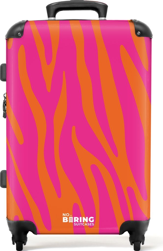 NoBoringSuitcases.com Großer Koffer - Rosa und orangefarbener Zebradruck - Kombinationsschloss TSA - Hartschalen Trolley 4 Rollen - 72 liter - R...