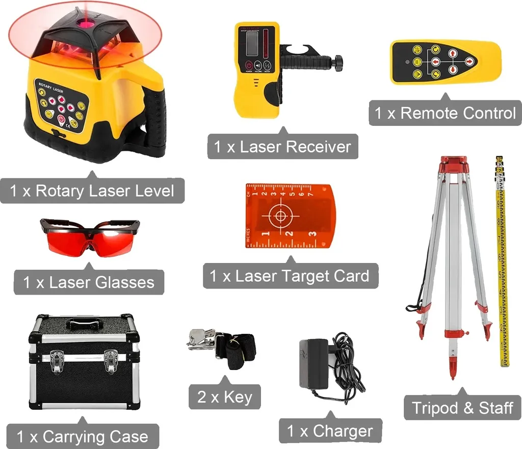 Laser rotatif portée 500m auto-nivellement ±5° et balayage automatique