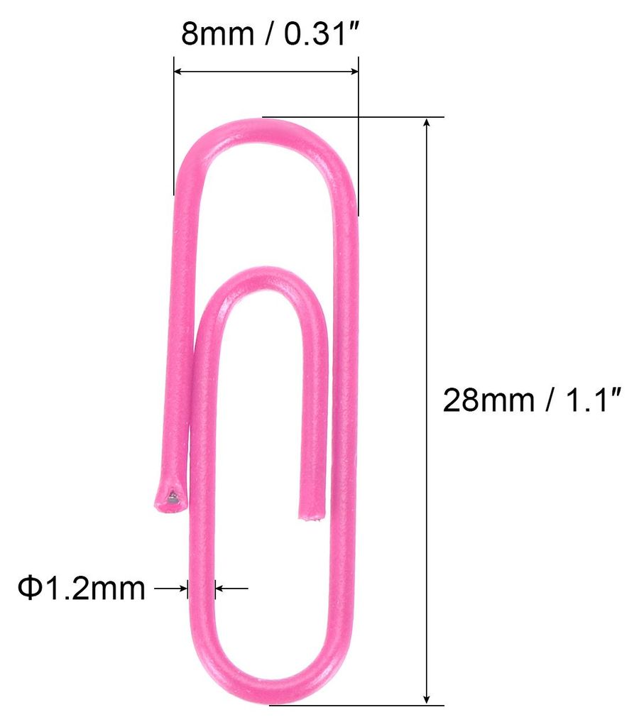 Anzahl 200 Notizen Clip vinylbeschichtete kleine Bš¹roklammern mit Kasten fš¹r Bš¹ro Haus 1,1 Inch pink