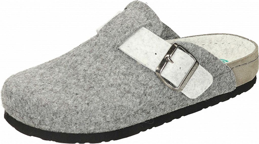Dr. Brinkmann Damen Hausschuh Pantoffel Wollfilz Clog Riemen Schnalle Nerpio, Größe:42 EU, Farbe:Grau