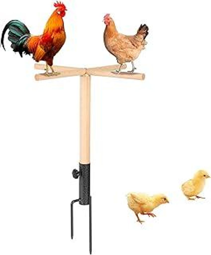 Hühnerstange für Hühnerstall, Sitzstange aus Holz mit Metallspieß, Vogel-Sitzstange Spielzeug, Kükenständer Hühnerstall Hinterhof für Hühn...