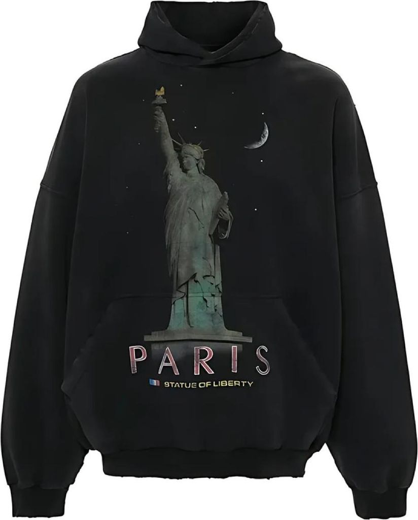 Balenciaga Paris Liberty distressed Hoodie schwarz Herren