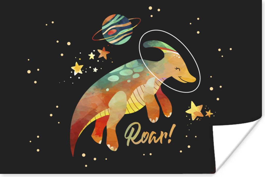 MuchoWow Poster Zitate - 'Brüllen' - Dinosaurier - Sprichwörter - Kinder - Jungen - Mädchen - Kinder 30x20 cm - Plakate - Print