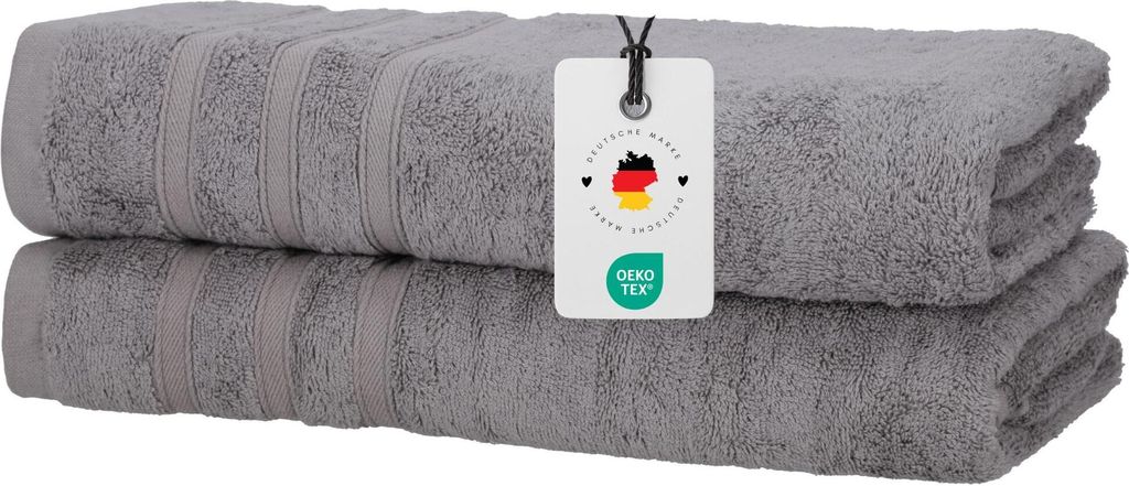 Duschtücher 70x140 cm im 2er Set - 450g/m2, Duschtuch Grau