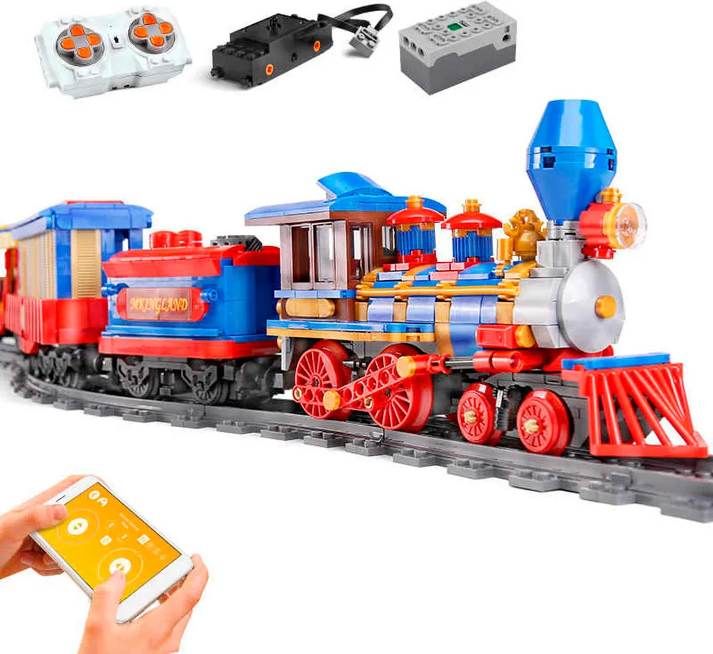 Train électrique de Noël télécommandé en briques - Modèle RC 450 pièces