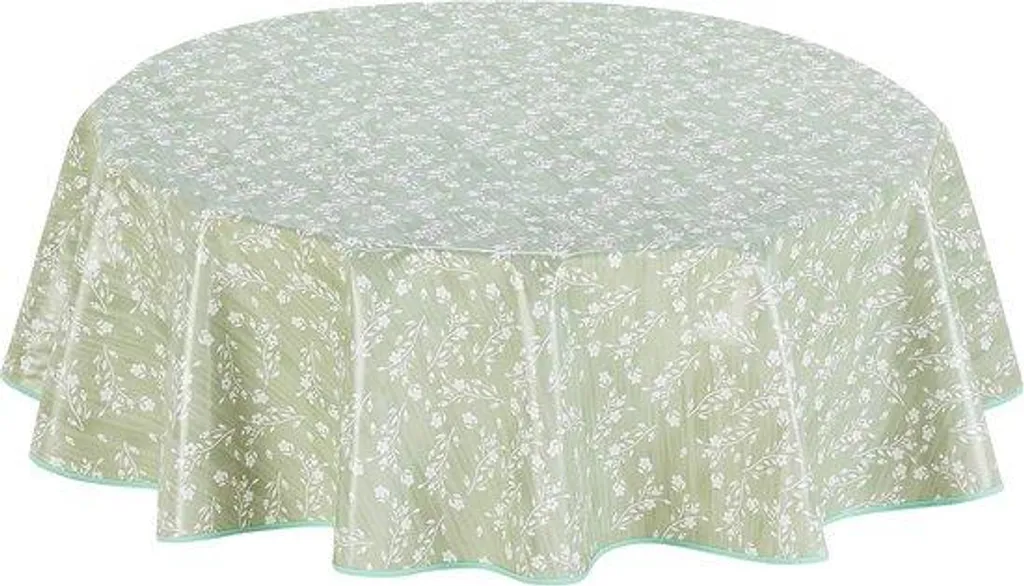 Nappe ronde en PVC vert 155 cm - Idéale pour repas de famille et jardin