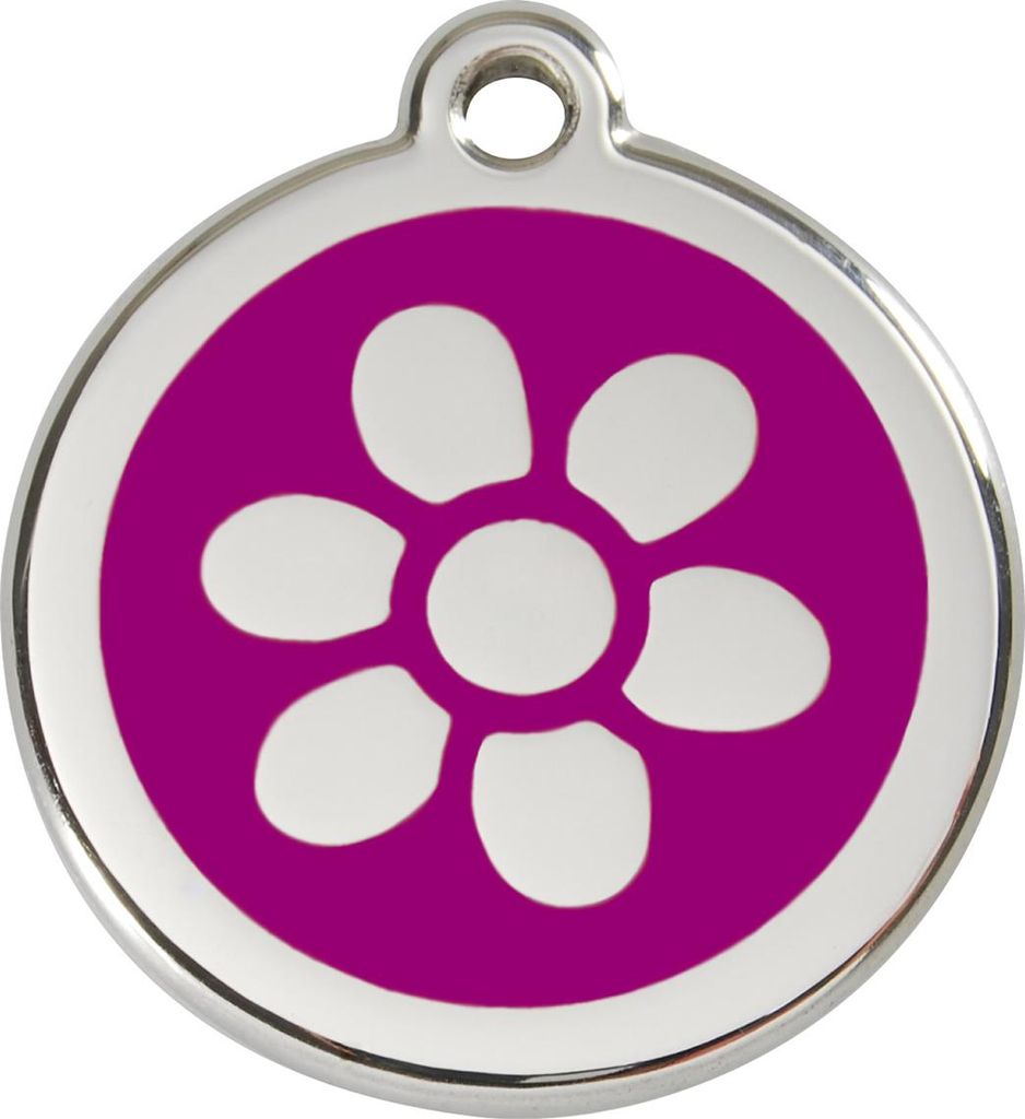 RedDingo Hundemarke mit individueller Gravur Blume purple, Größe: L