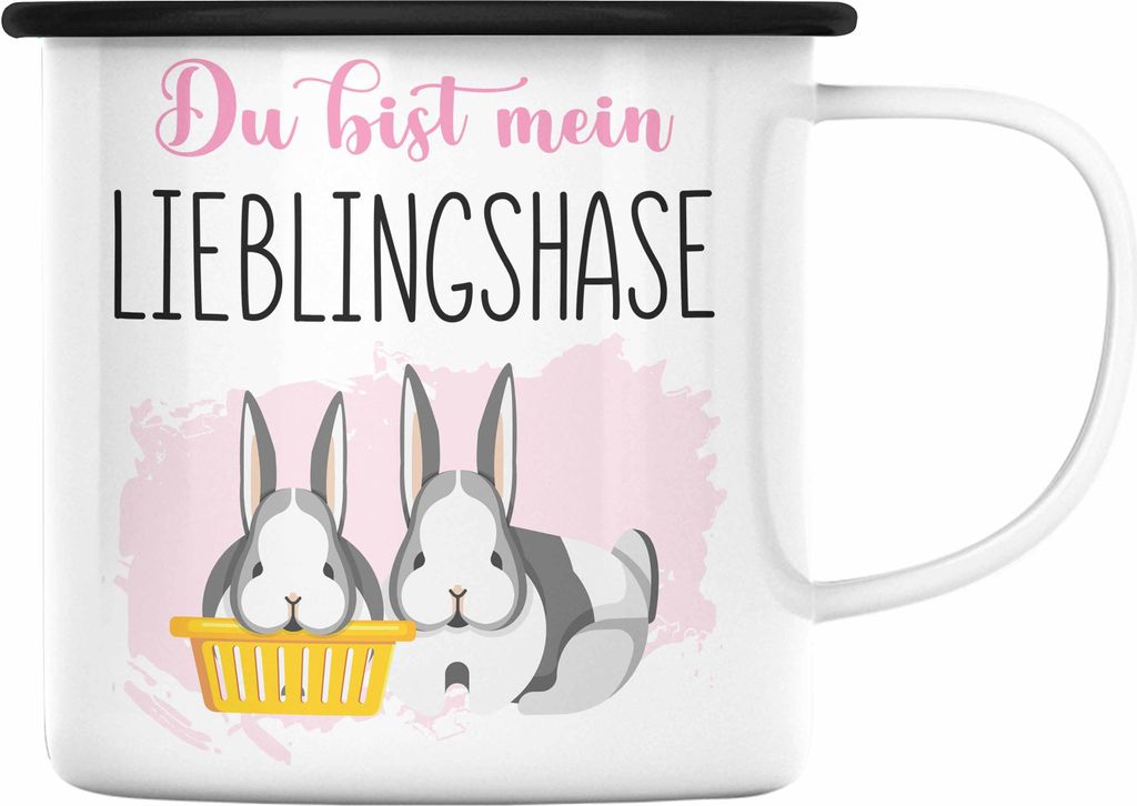 Trendation - Lieblingshase Geschenk Emaille Tasse Liebste Produktbild 
