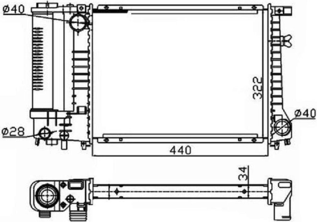 Kühler Motor Kühlrippen 440 - 322 mm Alu NRF für u.a. BMW 3er