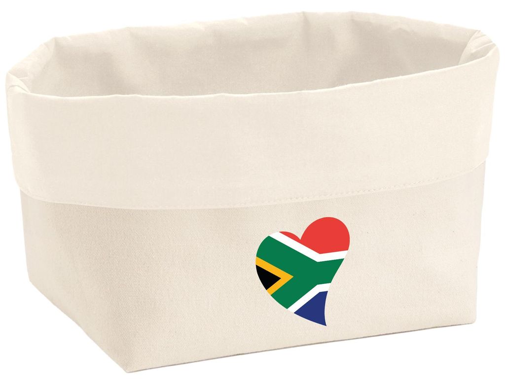 Huuraa Organizer Südafrika Flagge Herz 3 Liter Medium Canvas Baumwolle Utensilo Geschenkidee