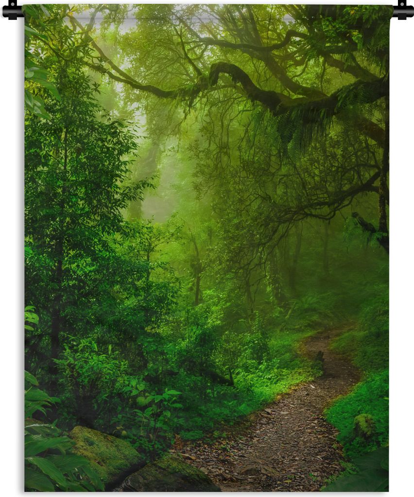 MuchoWow Wandteppich Wandbehang Landschaft - Dschungel - Tropisch - Sonne - Grün 150x200 cm Tapisserie Dekoration Wandtuch - Wandaufhängung - M...
