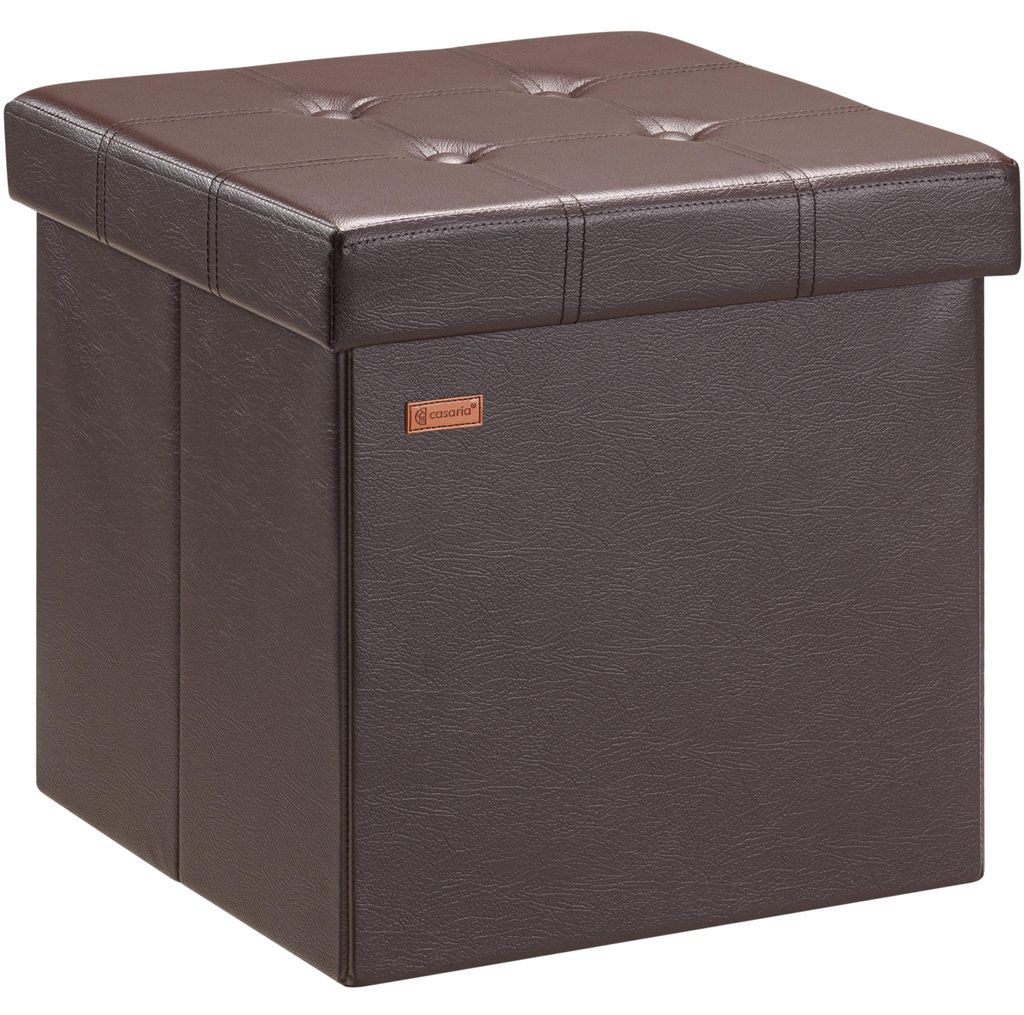 CASARIA® Hocker mit Stauraum Braun Faltbar Deckel Produktbild 