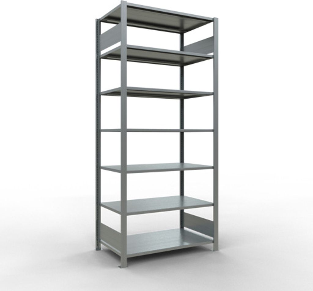 Schulte Büro-Fachbodenregal MULTIplus150 Stecksystem ohne Mittelanschlag | Grundregal | Fachlast 150kg | 230x100x60cm | 7 Ebenen | Beidseitig nutz...