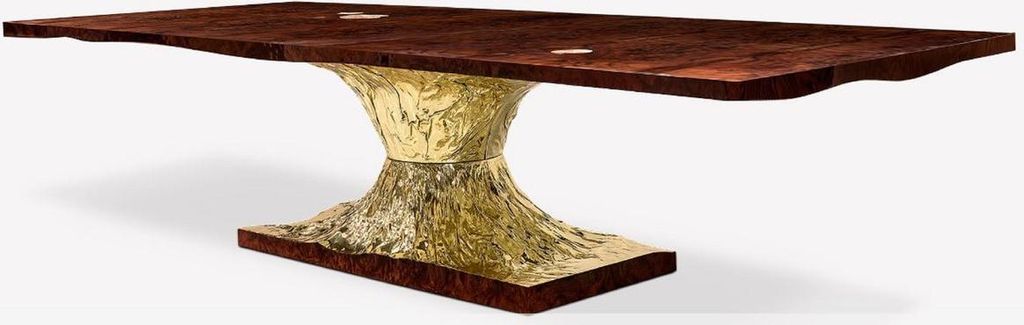 Casa Padrino Luxus Designer Esstisch Braun / Gold 450 x 150 Produktbild 