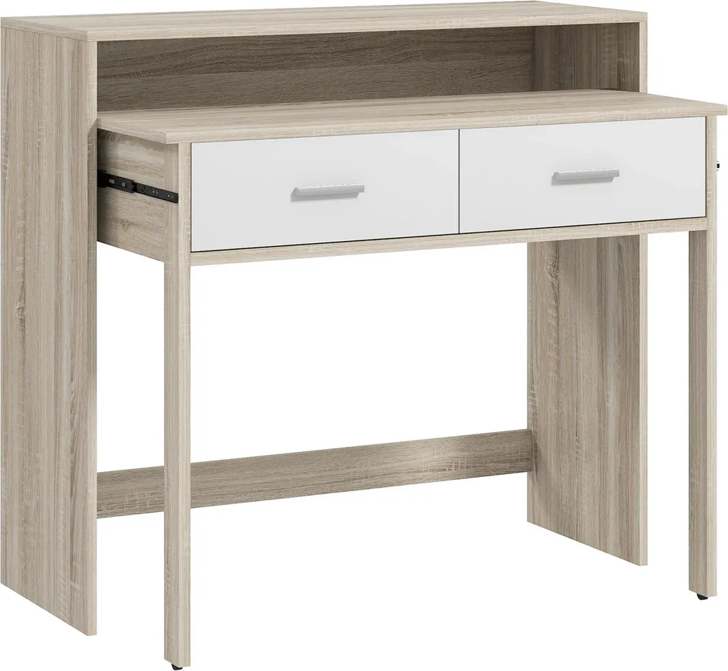 Console Entrée Chêne 95x35x87 cm - Table d'Appoint avec Tiroirs Coulissants