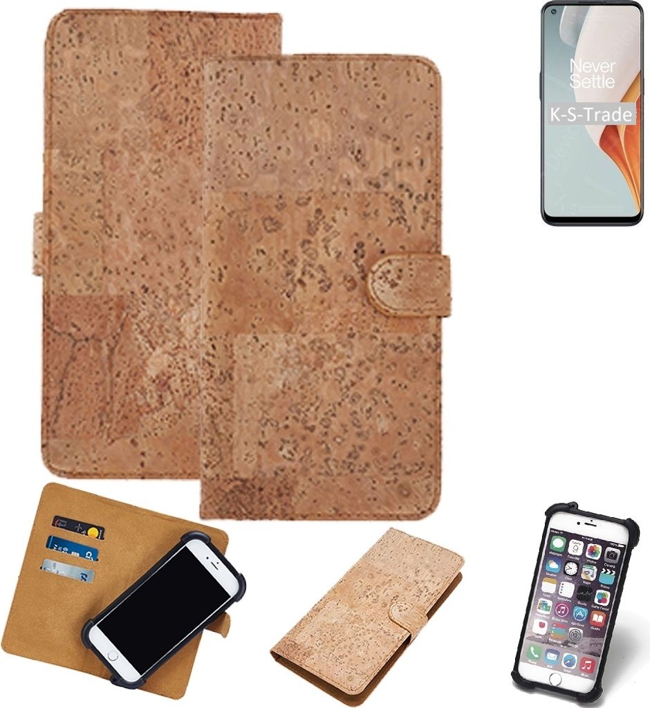 K-S-Trade Hülle kompatibel mit OnePlus Nord N100 Kork Handyhülle Cover Schutzhülle TPU Case Bumper in Hellbraun, (1x)