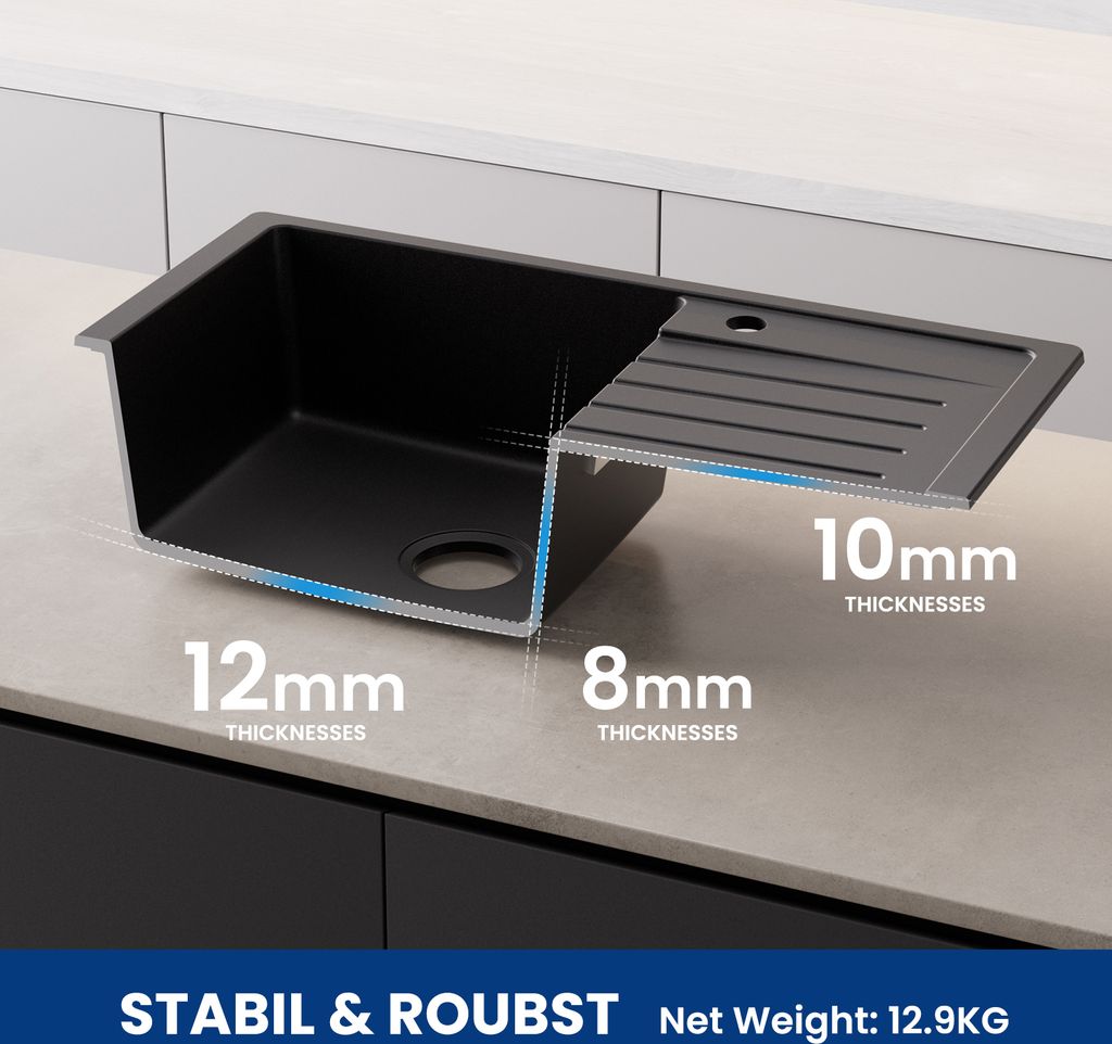 CECIPA granitový dřez kuchyňský dřez granitový dřez 78x45, Obrázek produktu 3