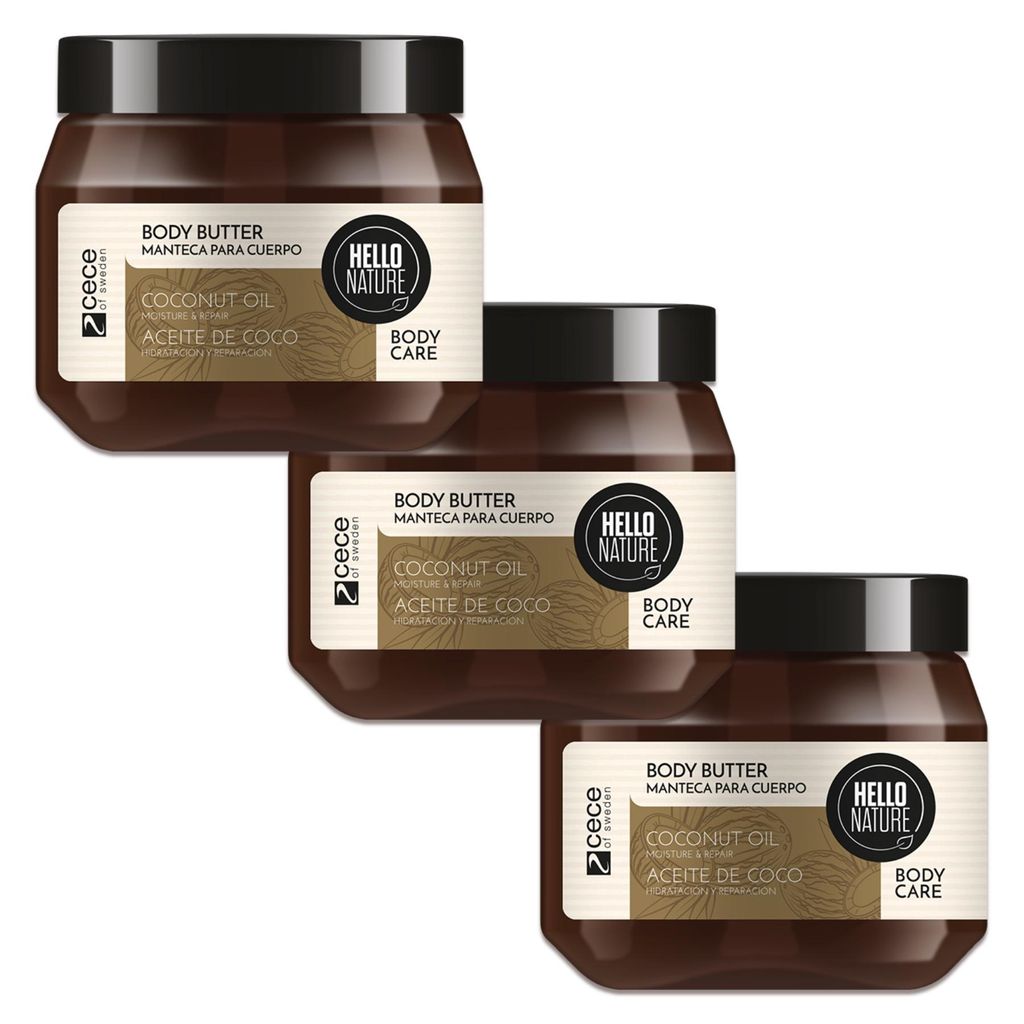 Body Butter Körperbutter Körpercreme Kokosnussöl Kaltgepresst BIO Rein Natürlich, 3x 250ml
