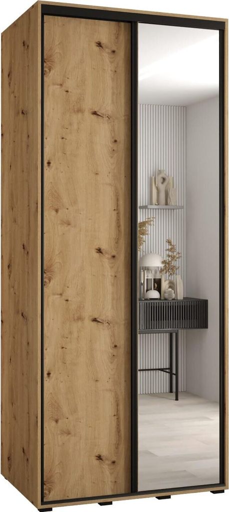 MEBLE KRYSPOL Davos 3 Schrank, zwei Türen - 235,2x100x60 cm - Artisan Artisan Schwarz