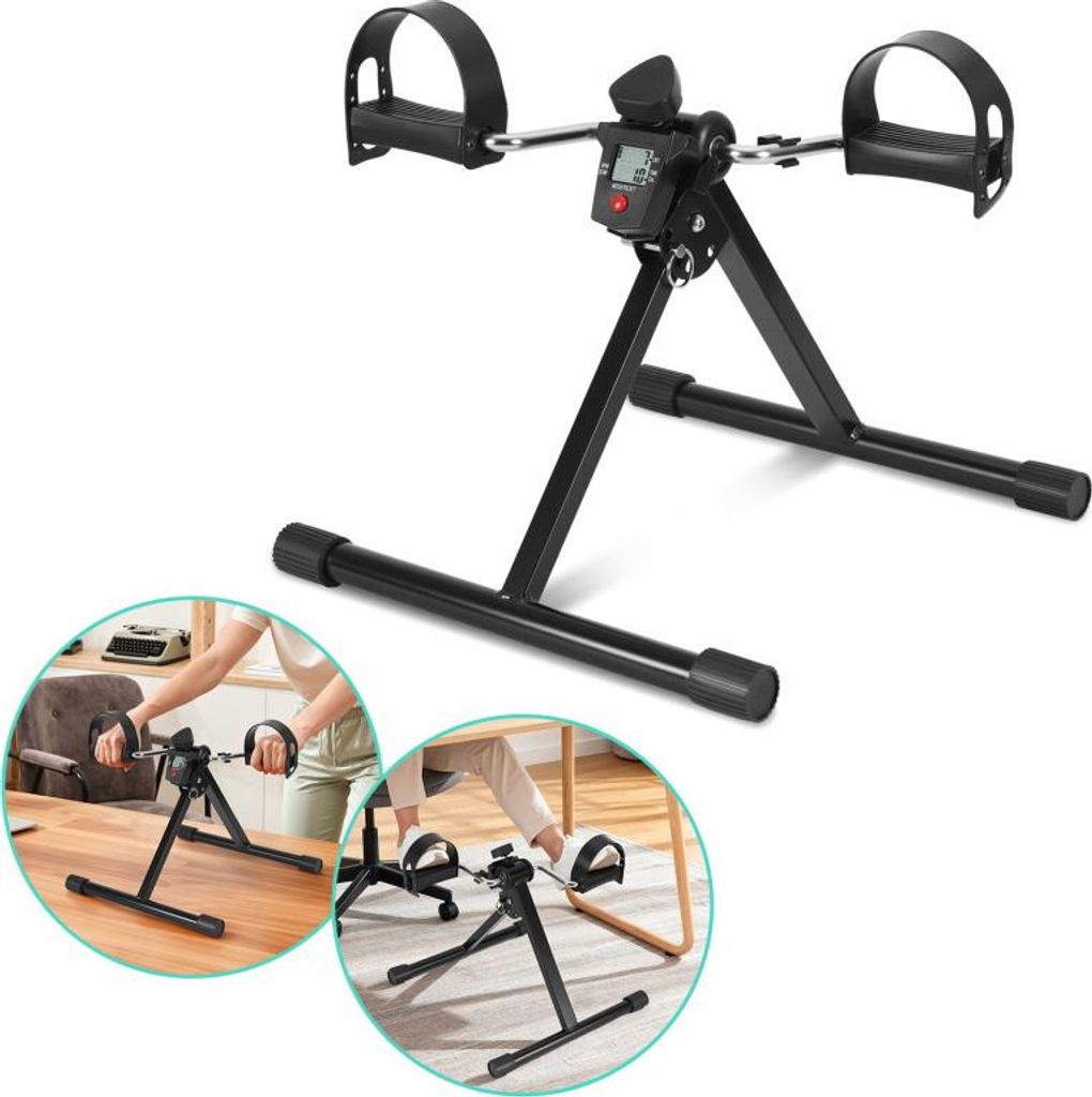 Peviasot Mini Bike Heimtrainer, Fahrrad Beintrainer mit LCD-Display, Pedaltrainer Faltbares, Fahrradtrainer Einfach zu Bedienen, Schwarz