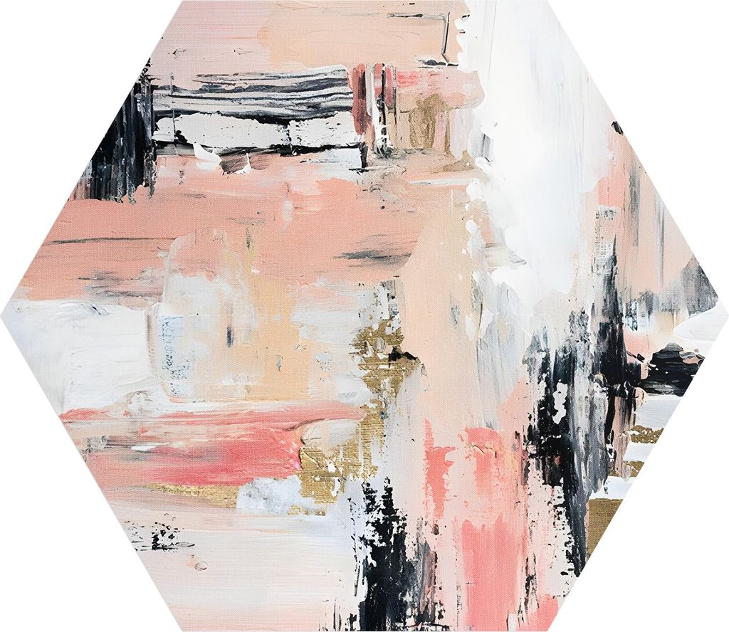 DEQORI Fototapete Sechseck 55x47,6 cm 'Pastell-Kalkpoesie' Wand Tapete Leinwand Sticker
