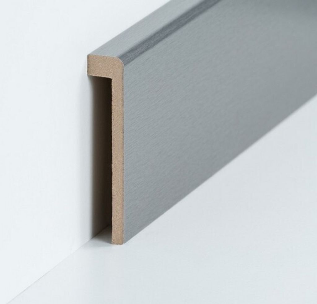 Fliesenabdeckleiste Bis 85 mm Höhe 19 x 96 x 2500 mm Silber MDF foliert Abdeckleiste für Fliesensockel by PROVISTON 25 Meter | 10 Stück