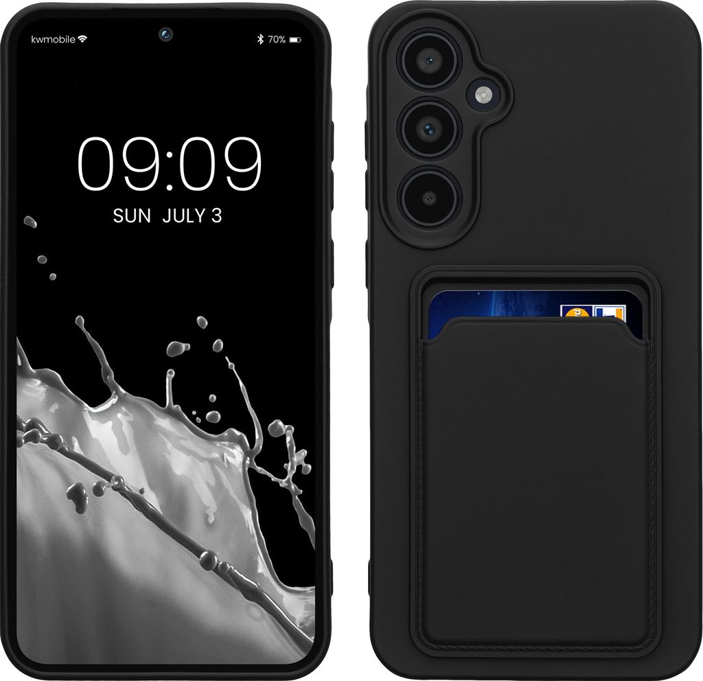 kwmobile Handyhülle kompatibel mit Samsung Galaxy A35 Hülle - Handy Cover mit Fach für Karten - in Schwarz