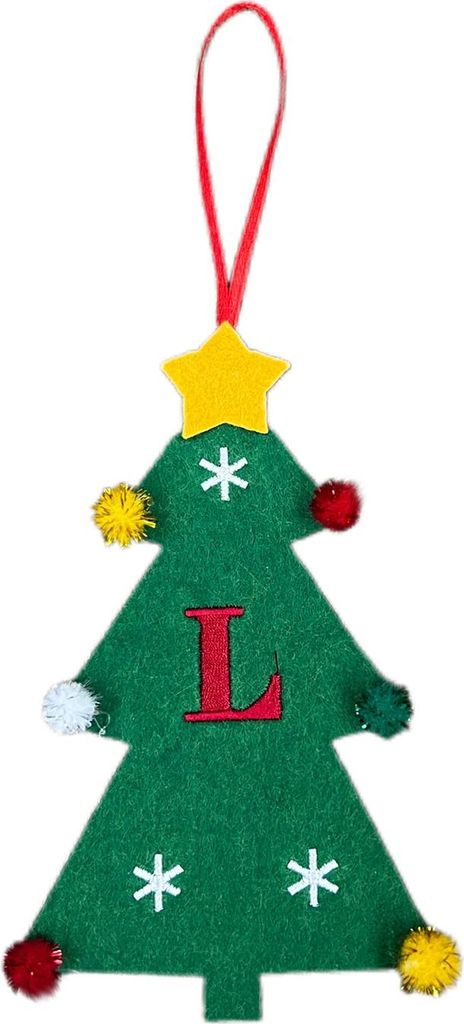 Weihnachtsbaum-Anhänger-Ornament mit Schlüsselband, 26 Buchstaben-Design, Filzstoff, Weihnachtsdekoration zum Aufhängen am Weihnachtsbaum