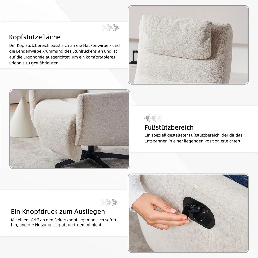 Fauteuil Relax Ergonomique Beige : Dites Adieu à la Fatigue du Dos - 4