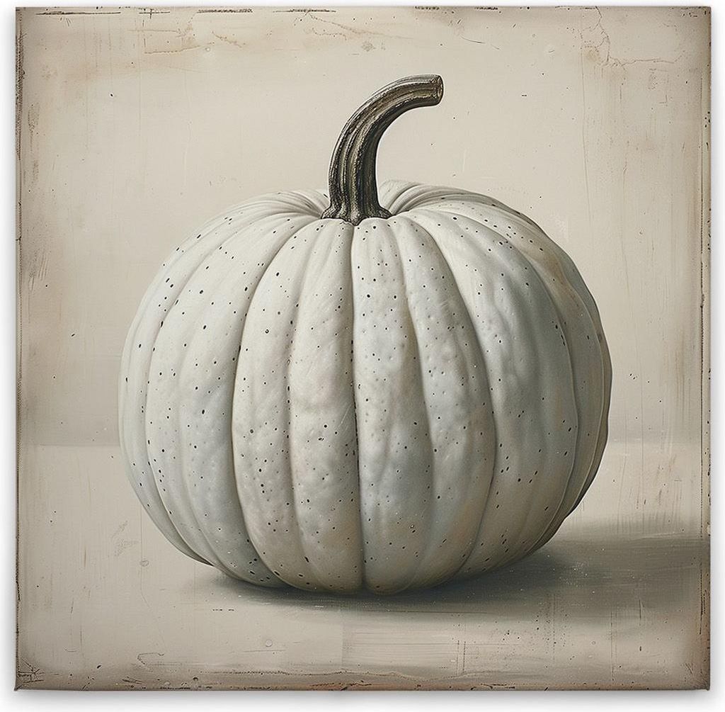 TADESSI Leinwandbild Küchenmotiv Kürbis - Wandbild 40 x 40 cm - Kunstdruck auf Leinwand in Creme Beige - M1-No.51851
