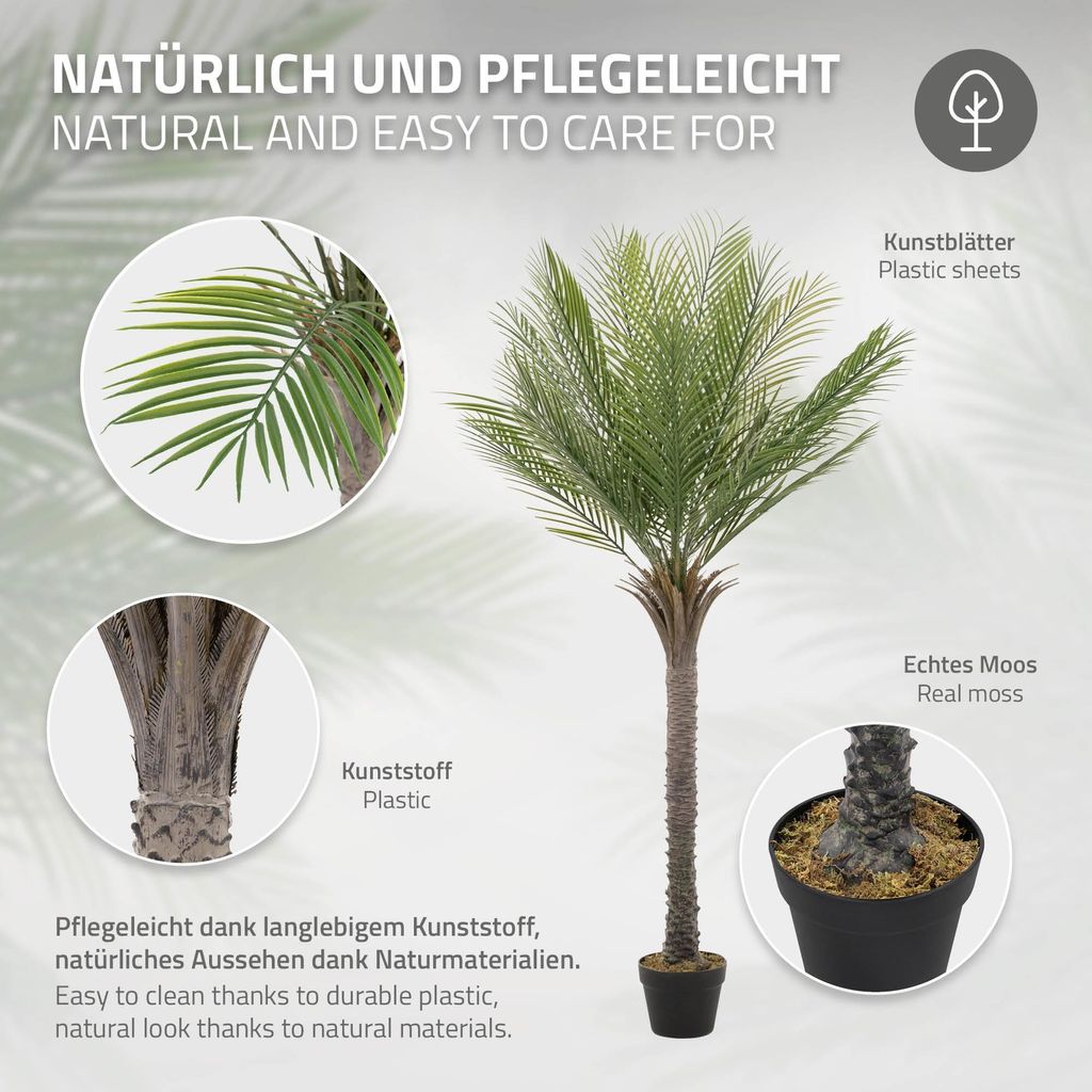 ML-Design Künstliche Palme 150 cm, Tropische Kunstpalme