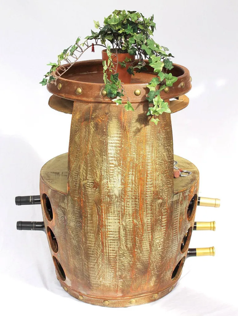 Range-bouteilles stable tonneau en bois marron pour protéger vos vins - 10