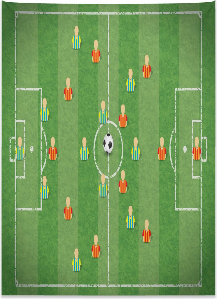 Abakuhaus Fußball Wandteppich, Torhüter Striker Motiv aus Weiches Mikrofaser Stoff Kein Verblassen Klare Farben Waschbar, 110 x 150 cm, Mehrfarbig