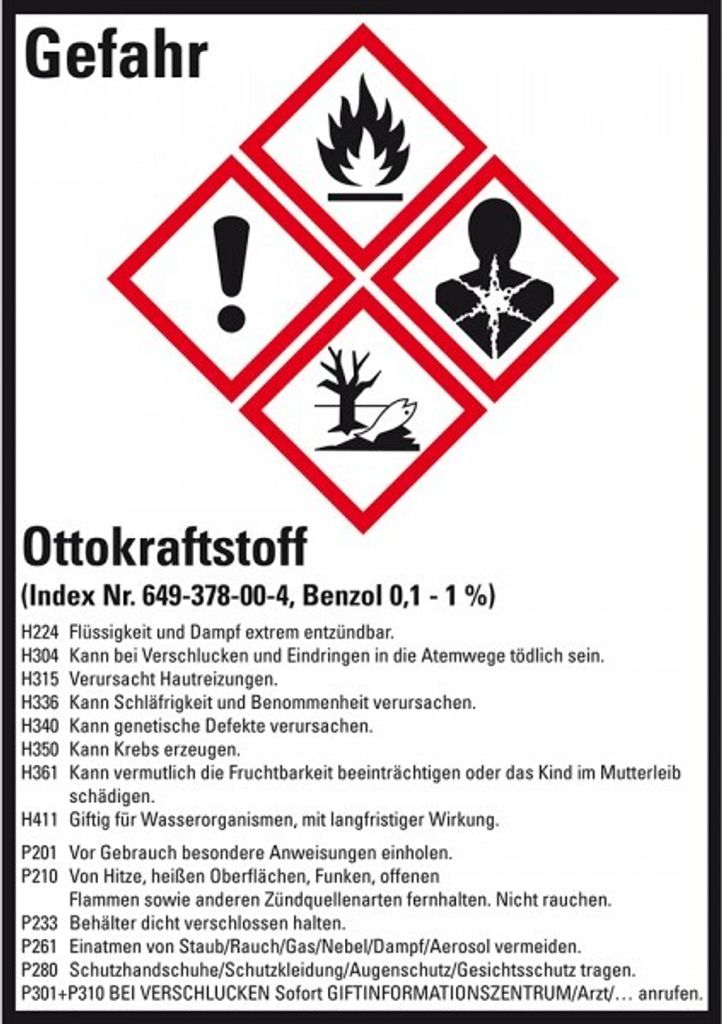 Dreifke Aufkleber I GHS-Etikett Ottokraftstoff, GefStoffV/GHS/CLP, Folie, 52...