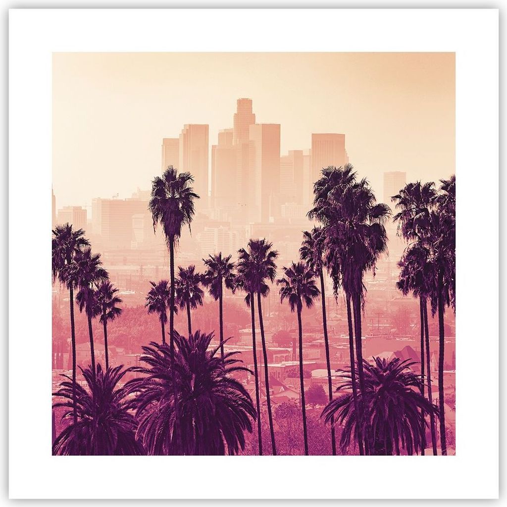 Poster - Poster ohne Rahmen - Elche Angeles Palmen - 40x40 cm - Wand Bild - Wanddeko - Wandbilder - Kunstposter - Wandposter - Bilder - Kunstdruck ...