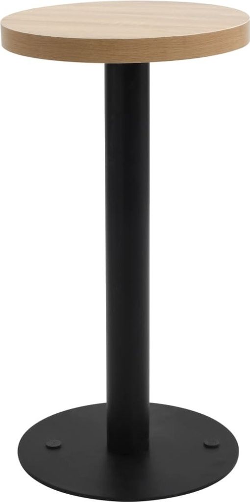 Bistrotisch FLORI rund Hellbraun/Schwarz 40 cm MDF | Esstisch kleiner Tisch Cafe Gartentisch Balkontisch Outdoortisch