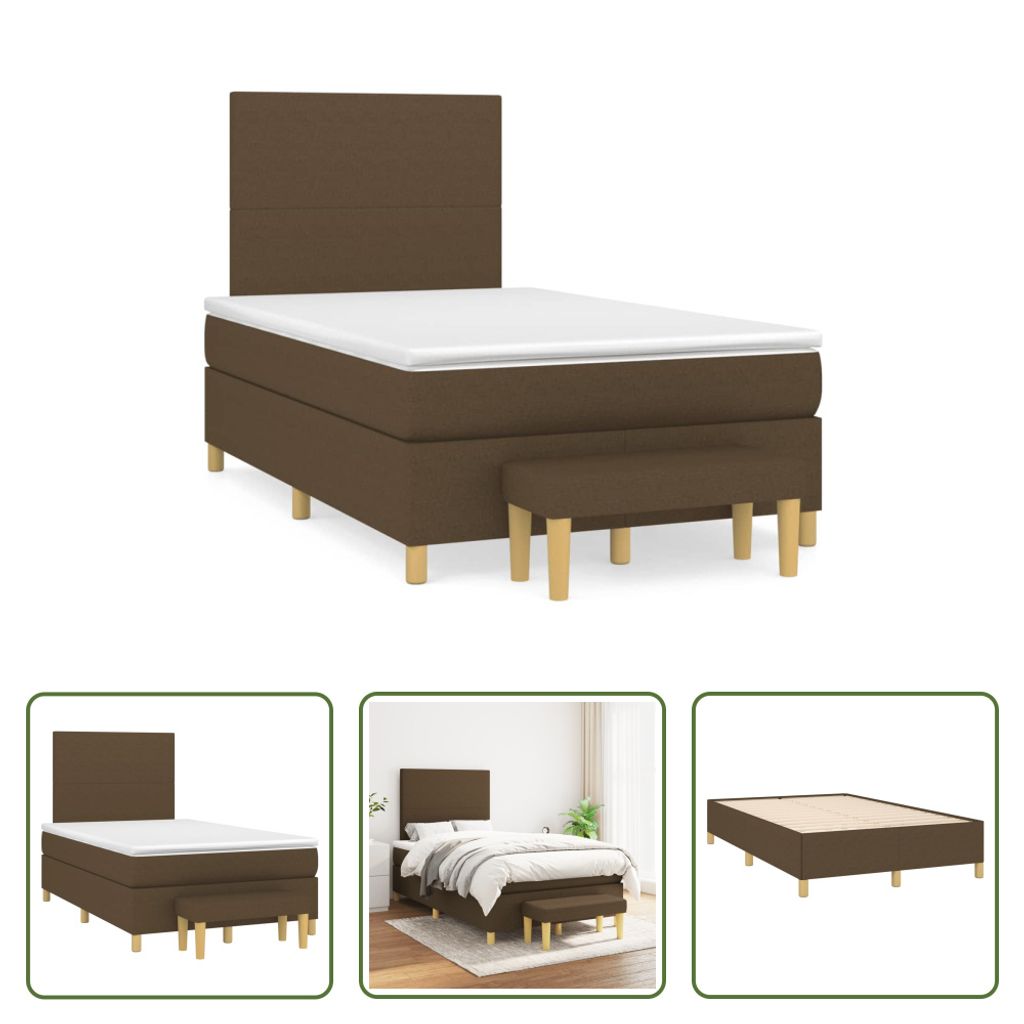 The Living Store Boxspringbett mit Matratze Dunkelbraun 120x190 cm Stoff